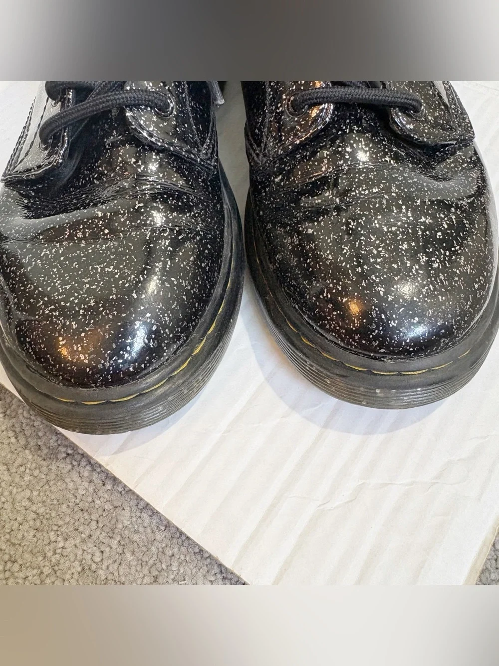 Dr. Martens 1460 Junior Glitter Lace Up Boots Size EU 36 Size 5 Black Cosmic